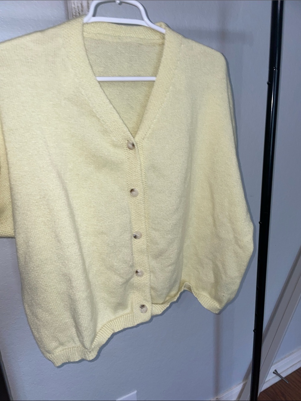 Soft Yellow V-Neck Button Cardigan Sweater